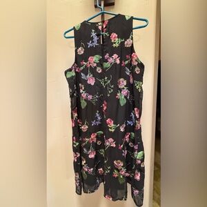 Calvin Klein black floral embroidered sheath dress